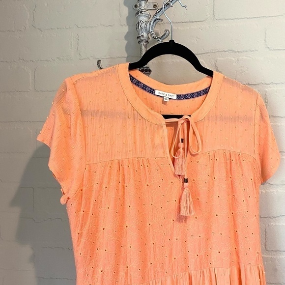 Kate & Sam dress NEW coral orange dress Swiss‎ dot & eyelet lined small - Picture 6 of 9